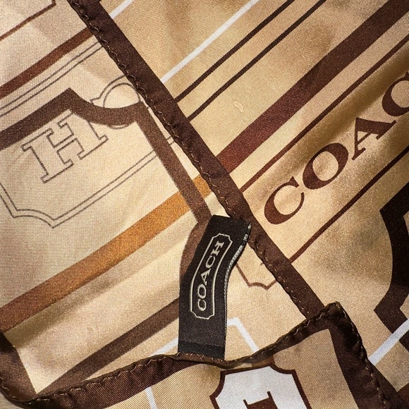 100% Silk Coach Scarf Handkerchief Brown - Picture 7 of 8